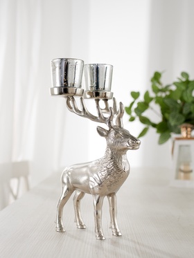 Подсвечник на 2 свечи «Олень», 15×18×31 см, алюминий
