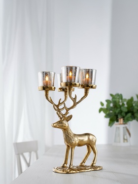 Подсвечник на 4 свечи «Олень», 18×20×35 см, алюминий