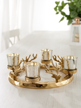 Подсвечник на 4 свечи «Рожки», 30×30×10 см, алюминий