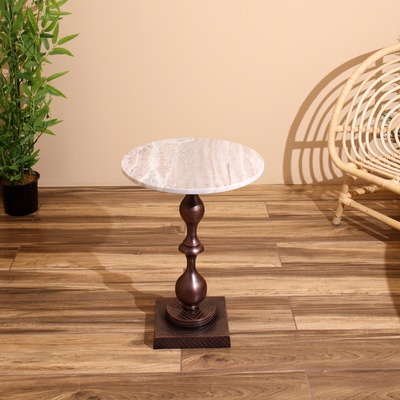 Стол кофейный, 41×41×56 см, алюминий, мрамор