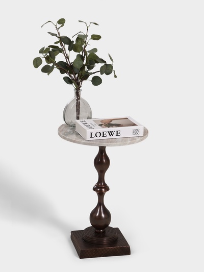 Стол кофейный, 41×41×56 см, алюминий, мрамор