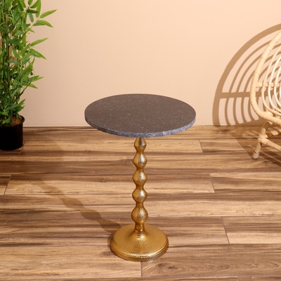 Стол журнальный, 41×41×57 см, алюминий, мрамор