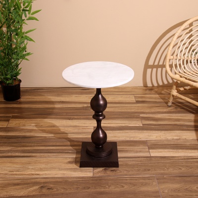 Стол кофейный, 41×41×57 см, алюминий, мрамор