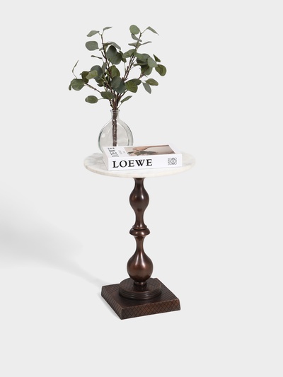 Стол кофейный, 41×41×57 см, алюминий, мрамор