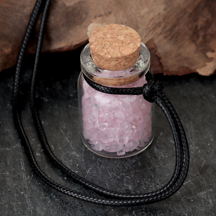 Сувенир-бутылка с натуральными камнями "Розовый Кварц", 3 х 2 см - фото 1911116092