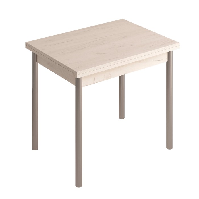 Раскладной стол, 800×600(1200)×750 мм, ЛДСП / металл, дуб крафт белый / алюминий хром - Фото 1