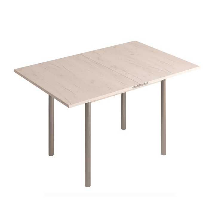 Раскладной стол, 800×600(1200)×750 мм, ЛДСП / металл, дуб крафт белый / алюминий хром - фото 1908174757