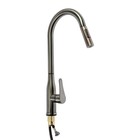 Смеситель для кухни ZEIN Z3780, однорычажный, вытяжной излив, аэратор 2 режима, графит - Фото 4