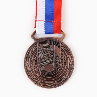 Медаль тематическая 196, «Музыка», d= 5 см. Цвет бронза. С лентой