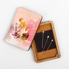 Игольница магнитная «Кот на месяце», 8 × 5,5 см, цвет розовый - фото 24035238
