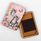 Игольница магнитная «Коты и бабочки», 8 × 5,5 см, цвет розовый - фото 9798042