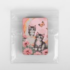 Игольница магнитная «Коты и бабочки», 8 × 5,5 см, цвет розовый - фото 9798044