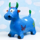 Игрушка - прыгун детская "Коровка" резиновая надувная, 50х29см, синяя - фото 3879543