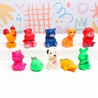 Набор игрушек-пищалок для ванны Животные 10см, 10шт - фото 321571157