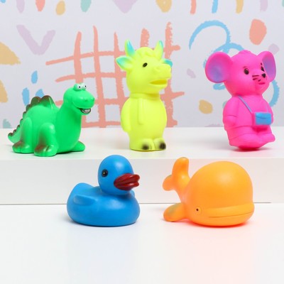 Игрушка-пищалка для купания в ванне «Животные» резиновая, 9 см, микс