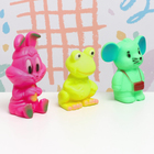 Набор игрушек - пищалок для купания в ванне "Животные" 3 шт, резиновые, 9 см - фото 321571188