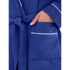 Халат мужской с капюшоном, размер 66, цвет синий - Фото 4