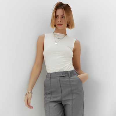 Брюки женские зауженные MINAKU: Casual Collection, серые, размер 48