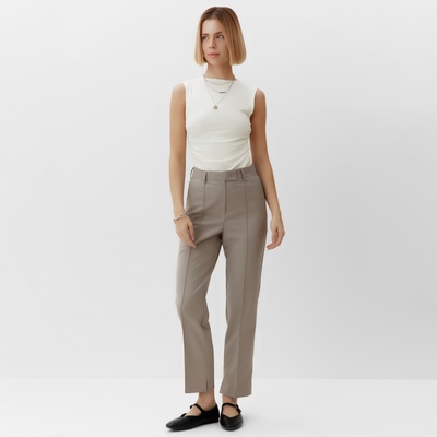 Брюки женские зауженные MINAKU: Casual Collection, бежевые, размер 48