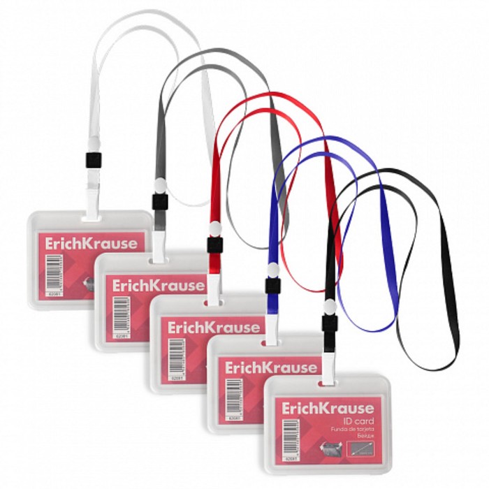 

Бейдж горизонтальный 85 х 54 мм, ErichKrause книжка, прозрачный корпус, текстильная лента, цвет микс
