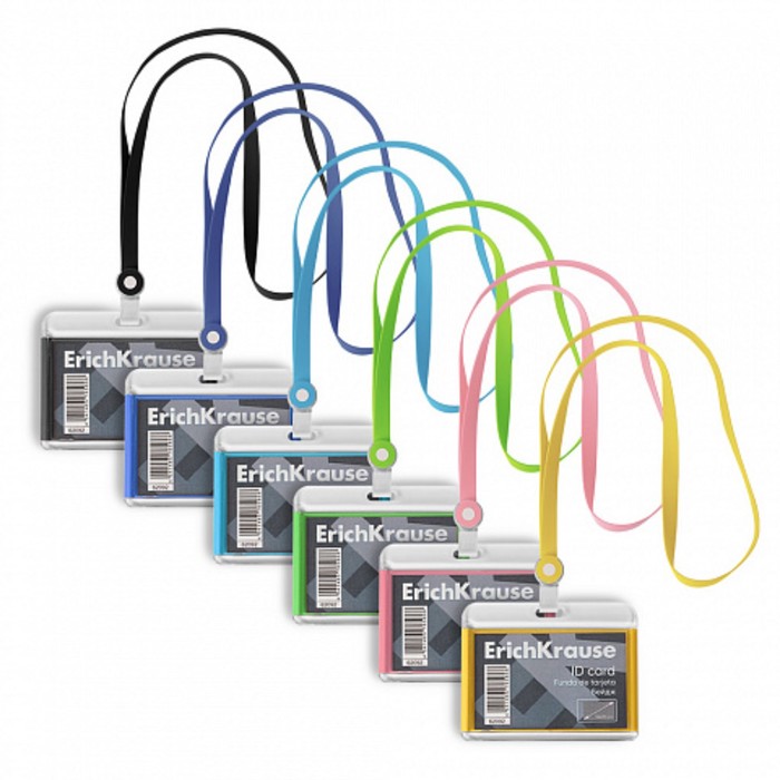 Бейдж горизонтальный 85×54 мм, ErichKrause акриловый корпус, силиконовая лента, микс - Фото 1