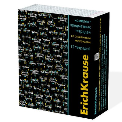 Набор предметных тетрадей 48 листов, ErichKrause Inscription, 12 шт.