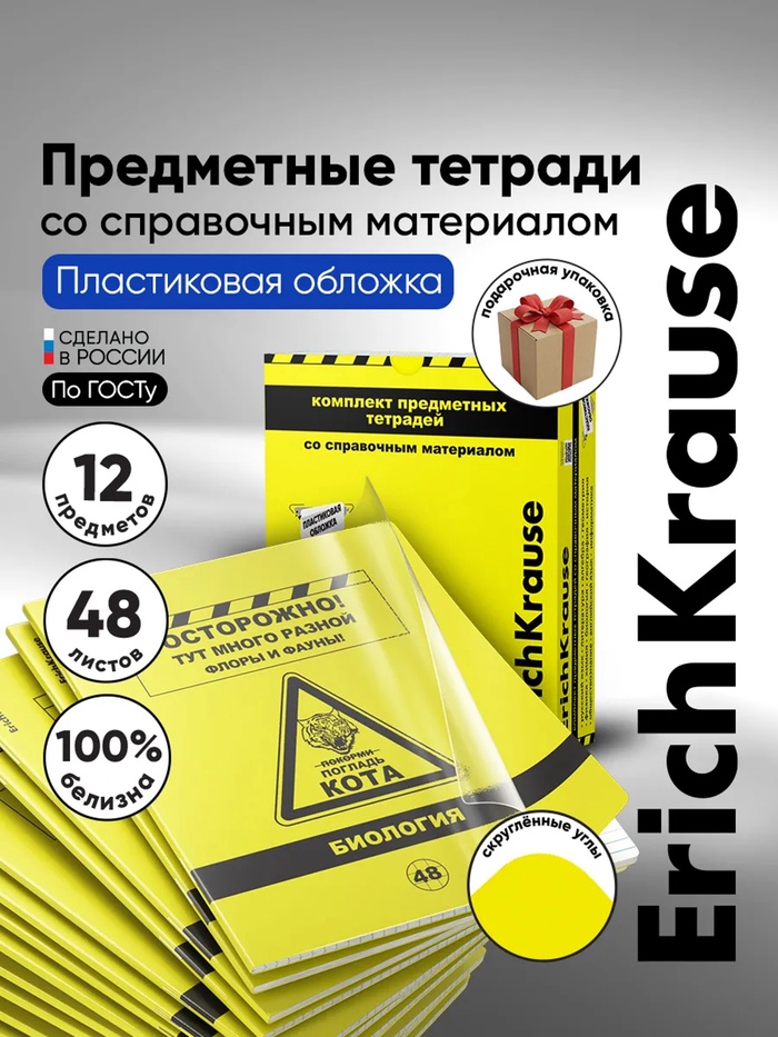Комплект предметных тетрадей ErichKrause. Be Informed, 12 предметов, 48 листов, со справочным материалом, пластиковая обложка - Фото 1
