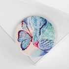 Игольница магнитная «Бабочка и кошка», d = 5,5 см, цвет голубой - фото 24297563