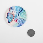 Игольница магнитная «Бабочка и кошка», d = 5,5 см, цвет голубой - фото 24297564