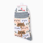 Носки женские "Котики", цвет белый/коричневый/розовый, размер 36-40 - фото 24163182