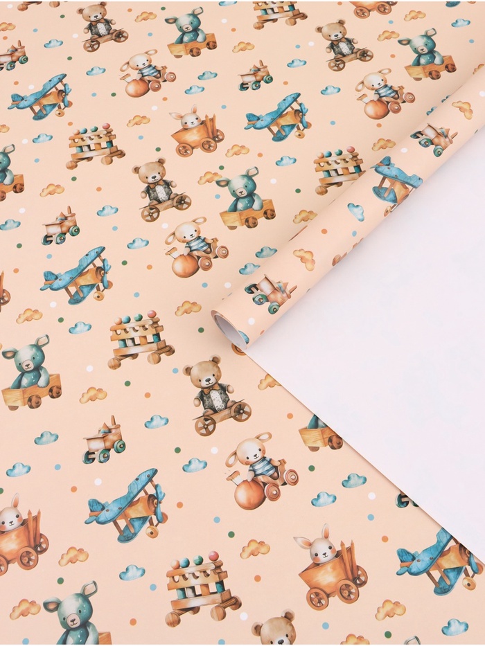 Бумага упаковочная глянцевая «Детские игрушки», 100×70 см - Фото 1