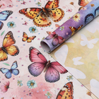 Бумага упаковочная глянцевая двусторонняя "Яркие бабочки", 100 х 70 см - фото 300965188