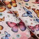 Бумага упаковочная глянцевая двусторонняя "Яркие бабочки", 100 х 70 см - Фото 2