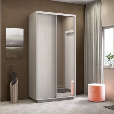 Шкаф купе двухдверный «Экспресс», с зеркалом, 1200×600×2200 мм, ЛДСП, цвет ясень анкор светлый