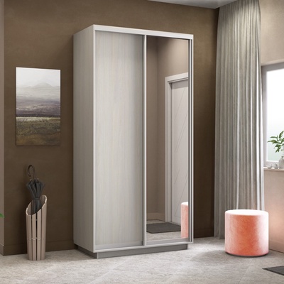 Шкаф купе двухдверный «Экспресс», с зеркалом, 1200×600×2400 мм, ЛДСП, цвет ясень анкор светлый