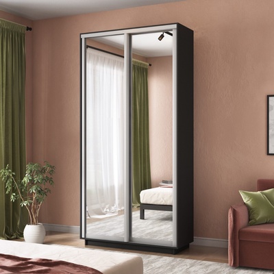 Шкаф купе «Экспресс», 1200×440×2200 мм, 2-х дверный, зеркало, цвет серый диамант