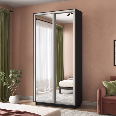 Шкаф купе двухдверный «Экспресс», с зеркалом, 1200×440×2400 мм, цвет серый диамант