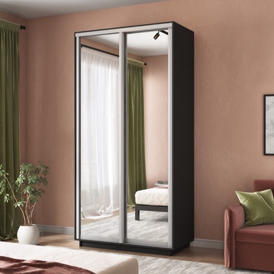 Шкаф купе «Экспресс», 1200×600×2400 мм, 2-х дверный, зеркало, цвет серый диамант