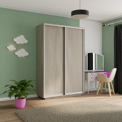 Шкаф купе двухдверный «Экспресс», 1200×600×2400 мм, ЛДСП, цвет ясень шимо светлый