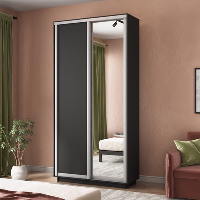 Шкаф купе «Экспресс», 1200×440×2200 мм, 2-х дверный, ЛДСП / зеркало, цвет серый диамант