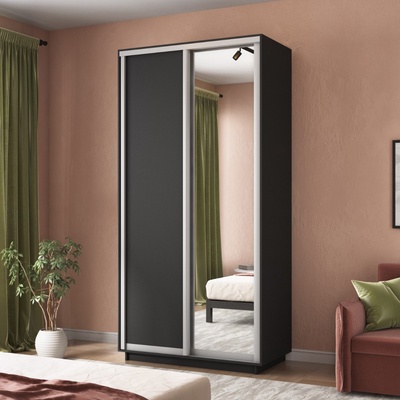 Шкаф купе «Экспресс», 1200×600×2200 мм, 2-х дверный, ЛДСП / зеркало, цвет серый диамант