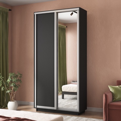 Шкаф купе «Экспресс», 1200×440×2400 мм, 2-х дверный, ЛДСП / зеркало, цвет серый диамант