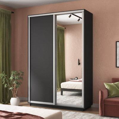 Шкаф купе «Экспресс», 1200×600×2400 мм, 2-х дверный, ЛДСП / зеркало, цвет серый диамант