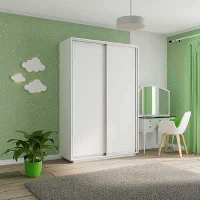 Шкаф купе двухдверный «Экспресс», 1400×600×2400 мм, ЛДСП, цвет белый снег