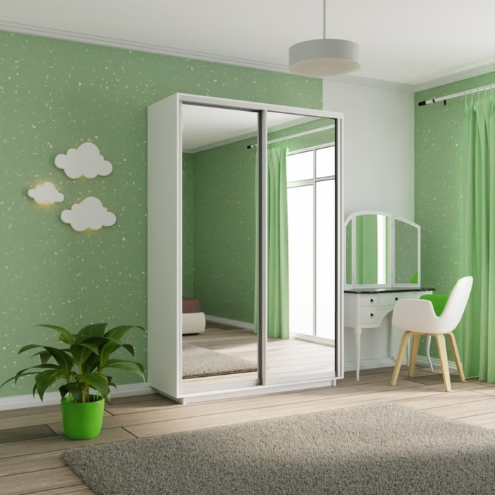 

Шкаф купе «Экспресс», 1600×600×2400 мм, 2-х дверный, зеркало, цвет белый снег