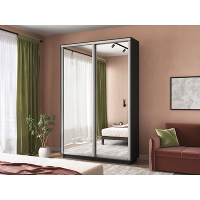 Шкаф купе двухдверный «Экспресс», с зеркалом, 1600×440×2200 мм, ЛДСП, цвет серый диамант