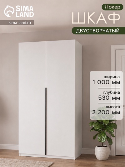 Шкаф распашной «Локер», 1000×530×2200 мм, цвет белый снег