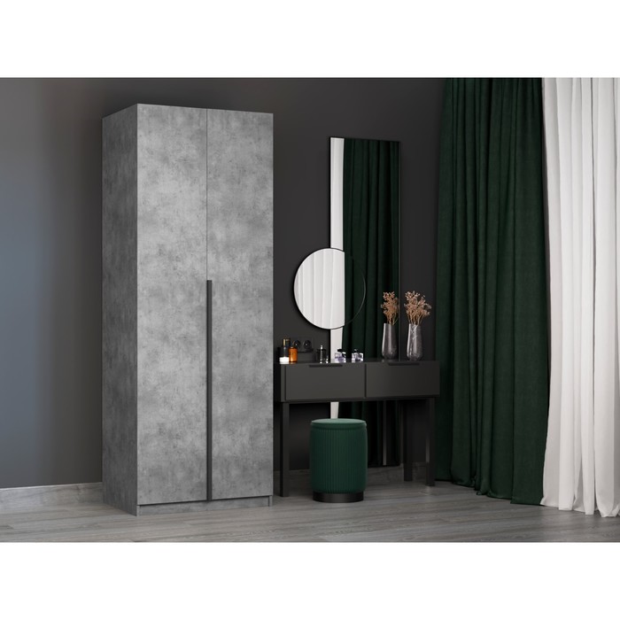 Шкаф гармошка «Локер», 800×530×2200 мм, штанга, цвет бетон