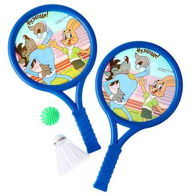 Ракетки 2 шт., воланчик и мячик «Ну, погоди!», Союзмультфильм