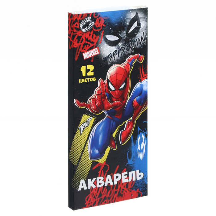 Акварель медовая «Человек-паук», 12 цветов, в картонной коробке, без кисти